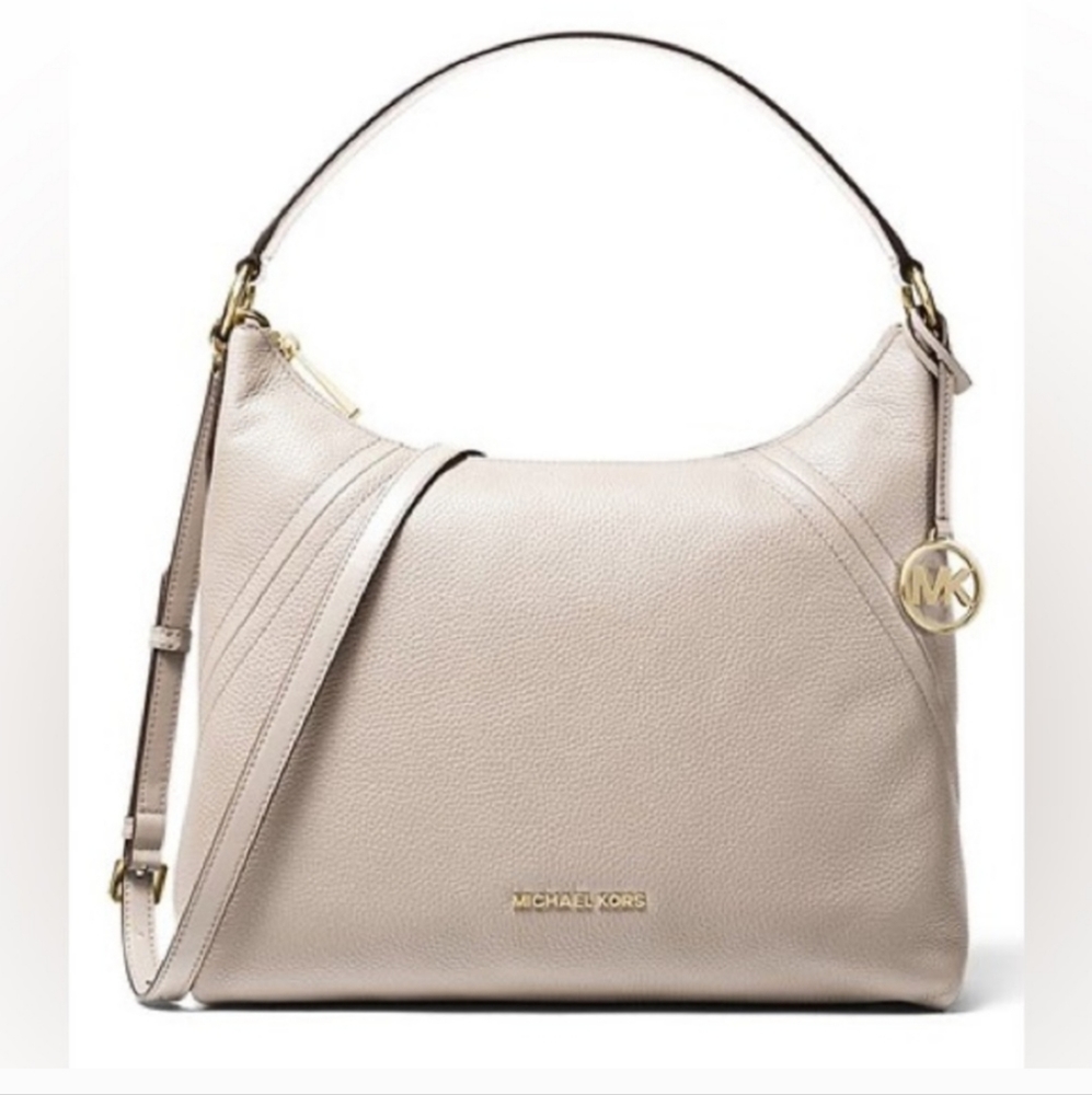MICHAEL KORS ARIA SHOULDER BAG IN LIGHT SAND